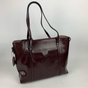 MDBM Marseille Classic Leather Tote Bag Red Leather Tote Bag